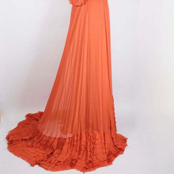 J. Mendel long dress gown sz 6 tassels train off shoulder Sp 2008 - Picture 12 of 16